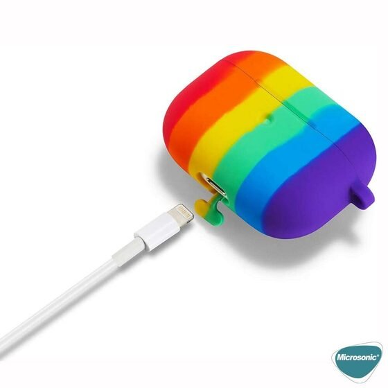 Microsonic Apple AirPods 3 Kılıf Painted Rainbow Pattern Renkli