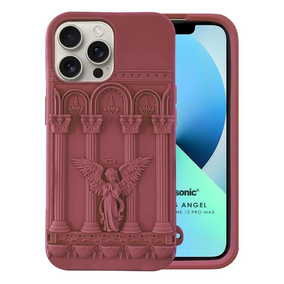 Microsonic Apple iPhone 12 Pro Kılıf Praying Angel Bordo