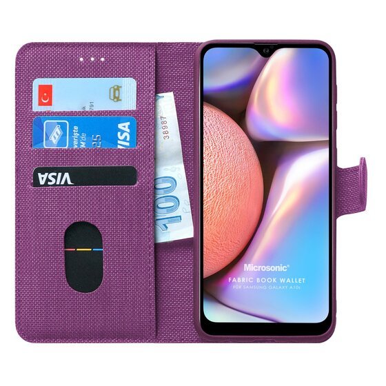 Microsonic Samsung Galaxy A10s Kılıf Fabric Book Wallet Mor