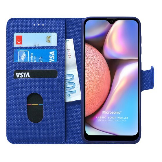 Microsonic Samsung Galaxy A10s Kılıf Fabric Book Wallet Lacivert