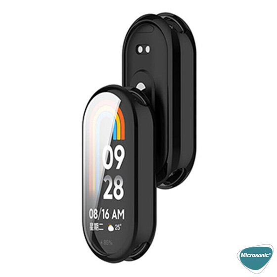 Microsonic Xiaomi Mi Band 8 Kılıf 360 Full Round Soft Silicone Siyah