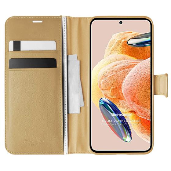 Microsonic Xiaomi Redmi Note 12 Pro 4G Kılıf Delux Leather Wallet Gold