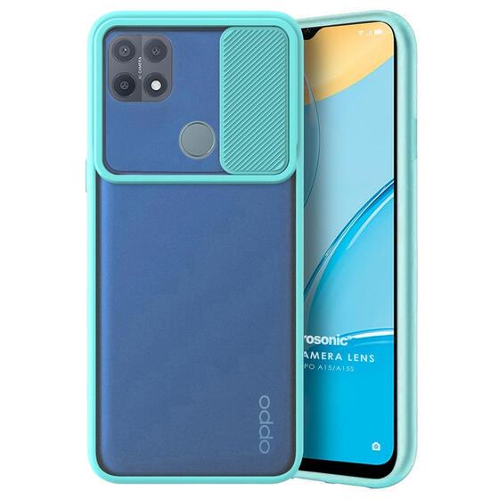 Microsonic Oppo A15 Kılıf Slide Camera Lens Protection Turkuaz