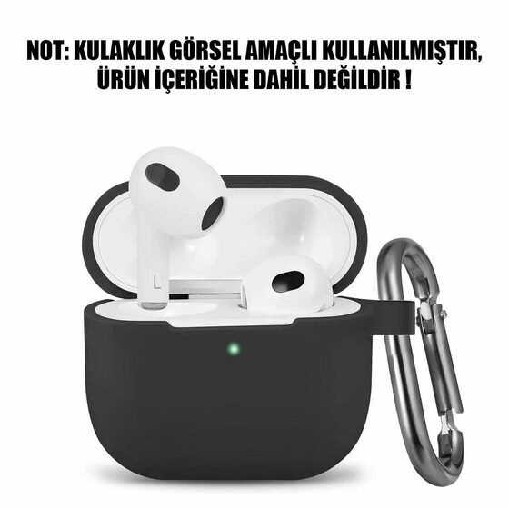 Microsonic Apple AirPods 3 Askılı Mat Silikon Kılıf Siyah