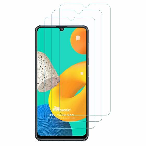 Microsonic Samsung Galaxy M32 4G Screen Protector Nano Glass Cam Ekran Koruyucu (3'lü Paket)