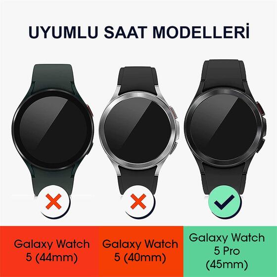 Microsonic Samsung Galaxy Watch 5 Pro 45mm Kılıf Ekranı Tam Kaplayan 360 Full Round Soft Silicone Gümüş