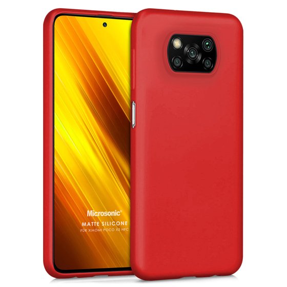 Microsonic Matte Silicone Xiaomi Poco X3 NFC Kılıf Kırmızı