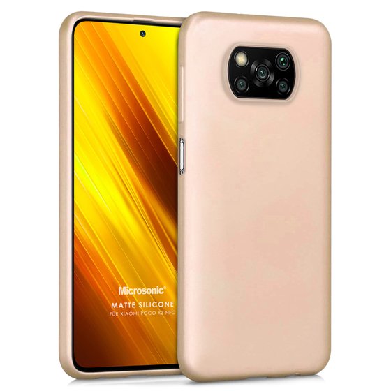 Microsonic Matte Silicone Xiaomi Poco X3 NFC Kılıf Gold