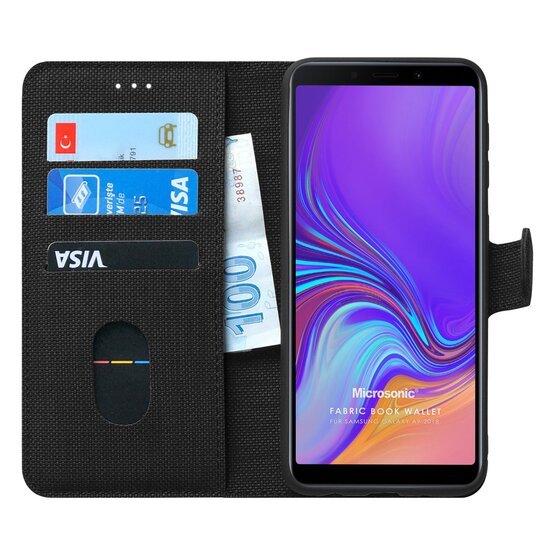 Microsonic Samsung Galaxy A9 2018 Kılıf Fabric Book Wallet Siyah