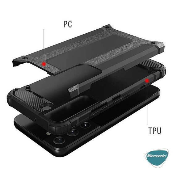 Microsonic Samsung Galaxy S22 Kılıf Rugged Armor Siyah