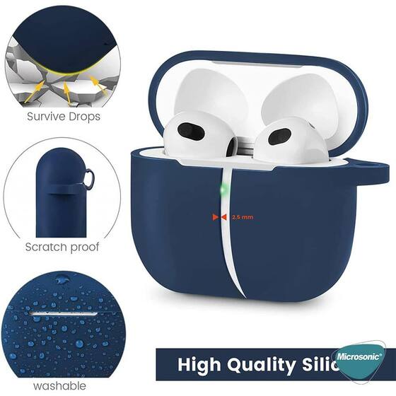 Microsonic Apple AirPods 3 Askılı Mat Silikon Kılıf Koyu Yeşil