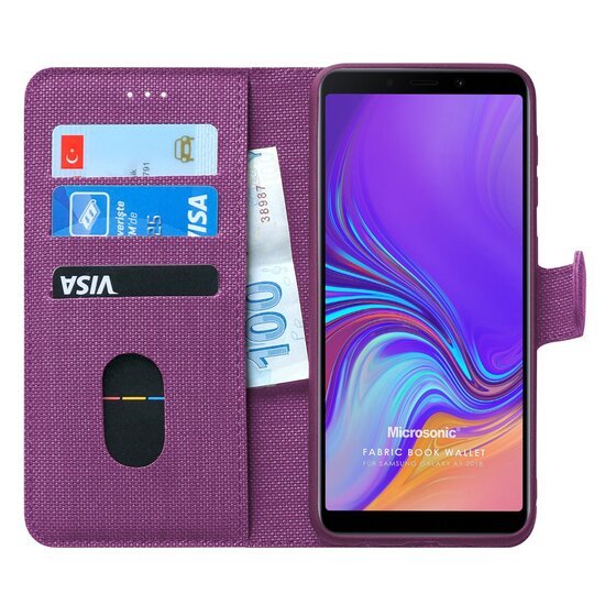 Microsonic Samsung Galaxy A9 2018 Kılıf Fabric Book Wallet Mor