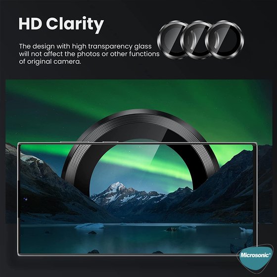 Microsonic Samsung Galaxy A55 Tekli Kamera Lens Koruma Camı Siyah