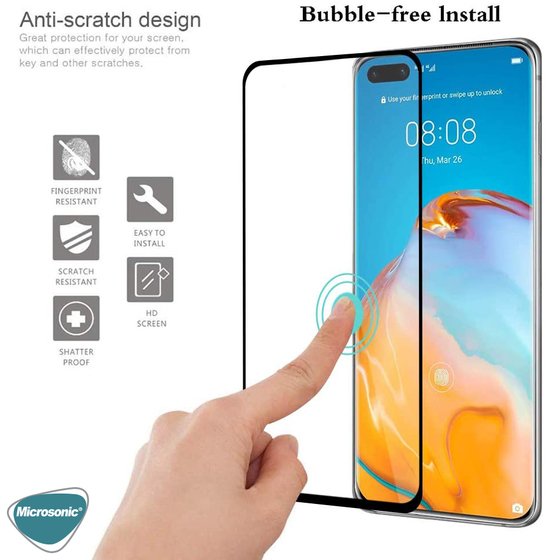 Microsonic Huawei Mate 40 Pro Tam Kaplayan Temperli Cam Ekran Koruyucu Siyah