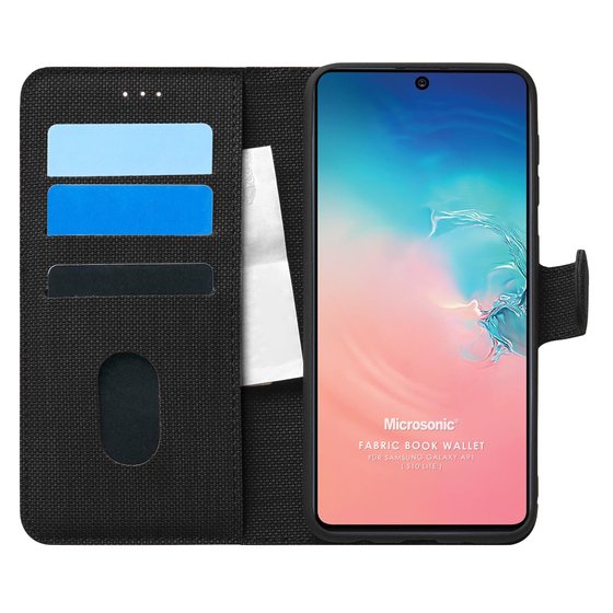 Microsonic Samsung Galaxy S10 Lite Kılıf Fabric Book Wallet Siyah