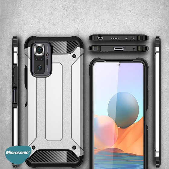 Microsonic Xiaomi Redmi Note 10 Pro Max Kılıf Rugged Armor Mavi