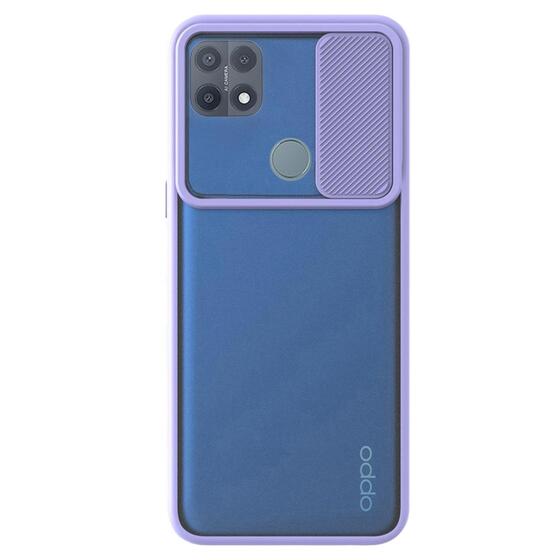 Microsonic Oppo A15s Kılıf Slide Camera Lens Protection Lila