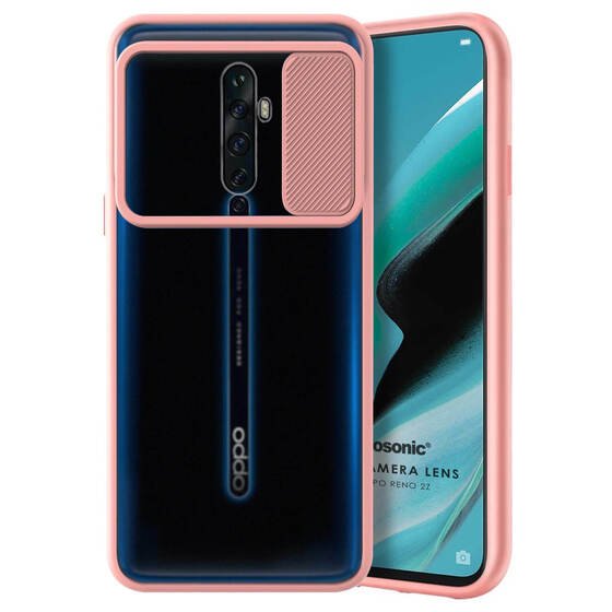 Microsonic Oppo Reno 2Z Kılıf Slide Camera Lens Protection Rose Gold