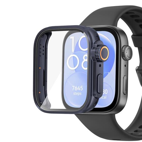 Microsonic Huawei Watch Fit 3 Kılıf Apple Watch Ultra Dönüştürücü Ekran Koruyucu Kasa Lacivert