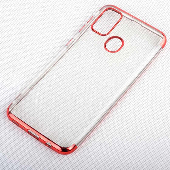 Microsonic Samsung Galaxy M30s Kılıf Skyfall Transparent Clear Kırmızı