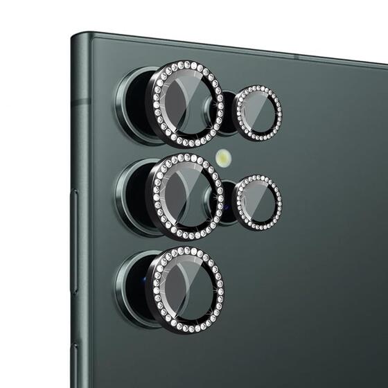 Microsonic Samsung Galaxy S25 Ultra Tekli Diamond Taşlı Kamera Koruma Camı Siyah