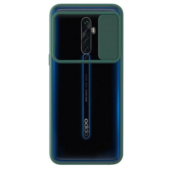 Microsonic Oppo Reno 2Z Kılıf Slide Camera Lens Protection Koyu Yeşil