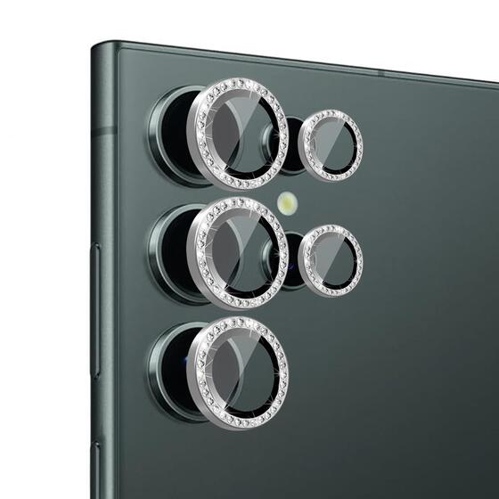 Microsonic Samsung Galaxy S25 Ultra Tekli Diamond Taşlı Kamera Koruma Camı Gümüş
