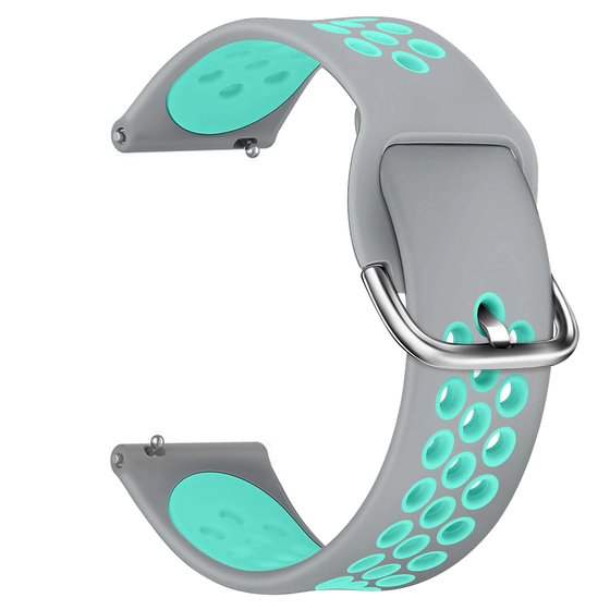 Microsonic Oppo Watch 41mm Rainbow Sport Band Kordon Koyu Gri Turkuaz ( Gümüş Pimli )