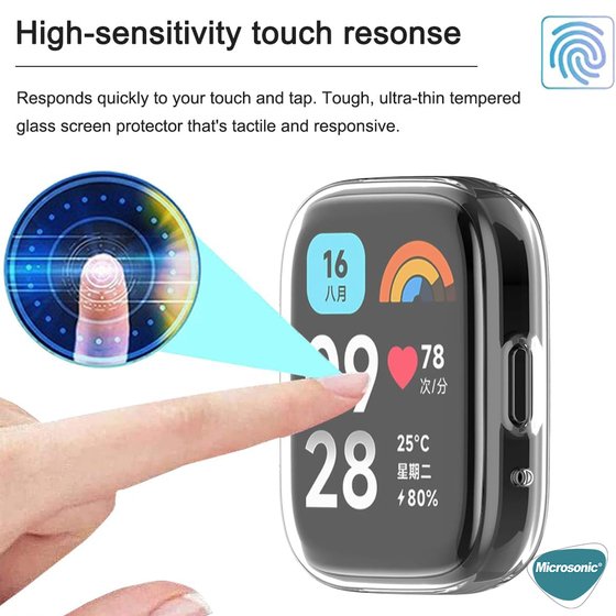Microsonic Xiaomi Redmi Watch 5 Lite Kılıf 360 Full Round Soft Silicone Gümüş