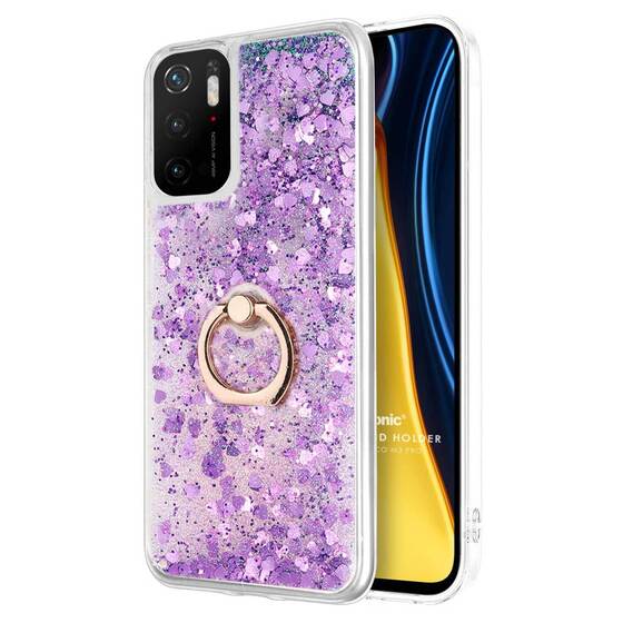 Microsonic Xiaomi Redmi Note 11 SE Kılıf Glitter Liquid Holder Mor