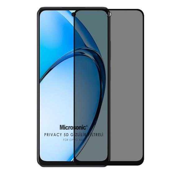 Microsonic Oppo A60 Privacy 5D Gizlilik Filtreli Cam Ekran Koruyucu Siyah