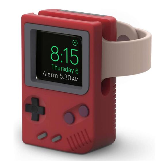 Microsonic Apple Watch SE 2022 44mm Masaüstü Şarj Standı Gameboy Kırmızı