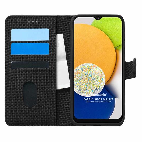 Microsonic Samsung Galaxy A03 Kılıf Fabric Book Wallet Siyah