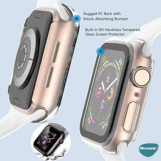 Microsonic Apple Watch Series 5 44mm Kılıf Clear Premium Slim WatchBand Şeffaf