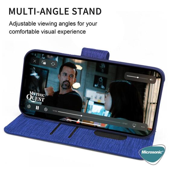 Microsonic Samsung Galaxy A03 Kılıf Fabric Book Wallet Lacivert