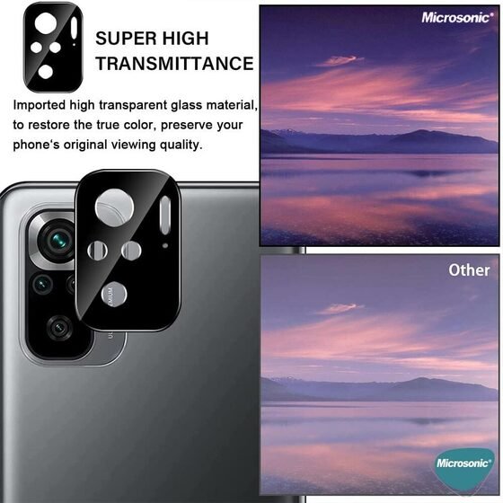 Microsonic Xiaomi Redmi Note 10 Kamera Lens Koruma Camı V2 Siyah