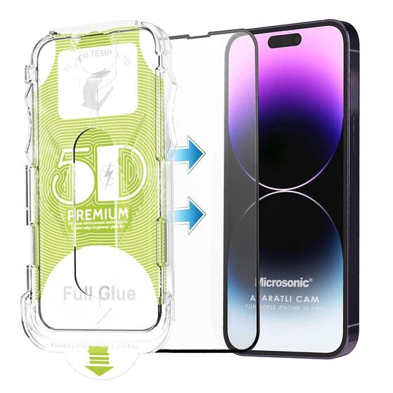 Microsonic Apple iPhone 16 Pro Magic Uygulama Aparatlı Tam Kapatan Ekran Koruyucu Siyah