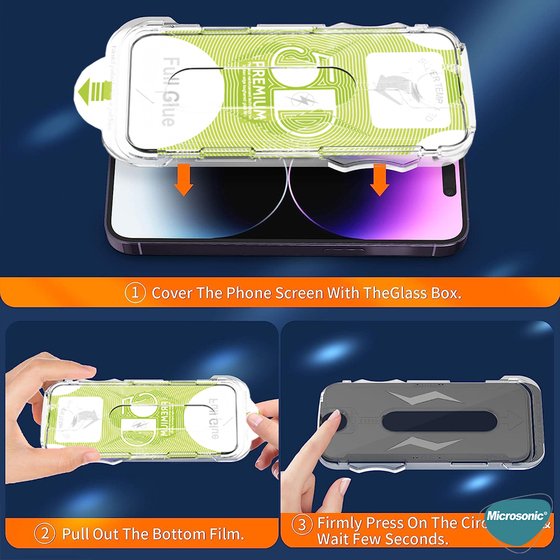 Microsonic Apple iPhone 16 Pro Magic Uygulama Aparatlı Tam Kapatan Ekran Koruyucu Siyah