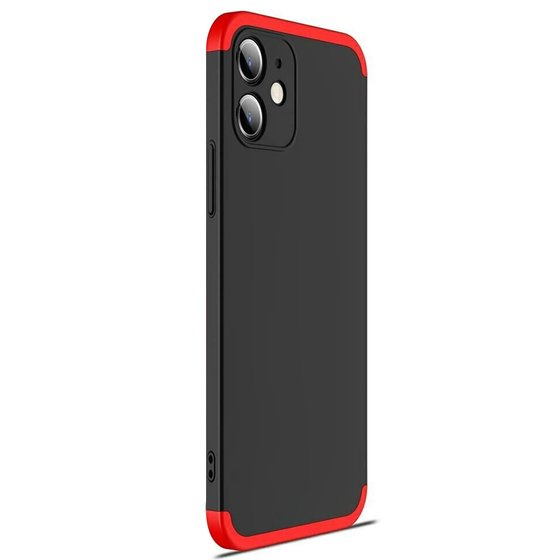 Microsonic Apple iPhone 12 Kılıf Double Dip 360 Protective Siyah Kırmızı