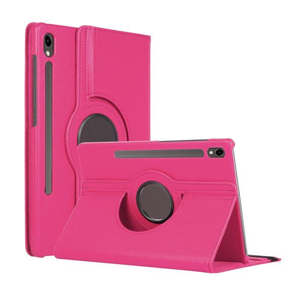 Microsonic Samsung Galaxy Tab S9 FE Kılıf 360 Rotating Stand Deri Koyu Pembe