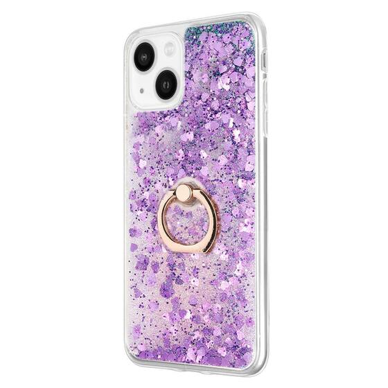 Microsonic Apple iPhone 13 Mini Kılıf Glitter Liquid Holder Mor