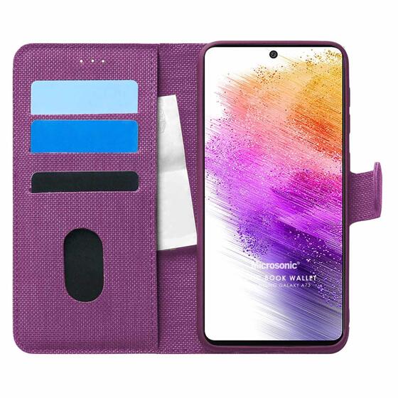 Microsonic Samsung Galaxy A73 5G Kılıf Fabric Book Wallet Mor