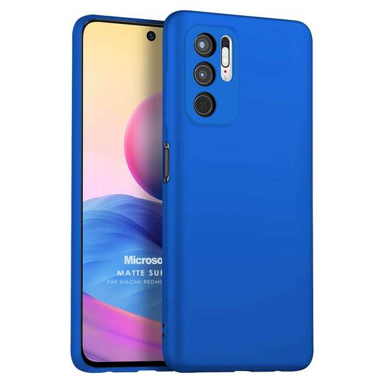 Microsonic Matte Silicone Xiaomi Redmi Note 10 5G Kılıf Mavi