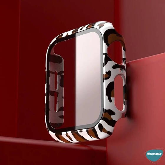 Microsonic Apple Watch SE 2022 40mm Kılıf Hard Full Protective Cover Bumper Zebra