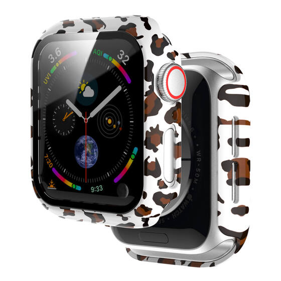 Microsonic Apple Watch SE 2022 40mm Kılıf Hard Full Protective Cover Bumper Leopard 4