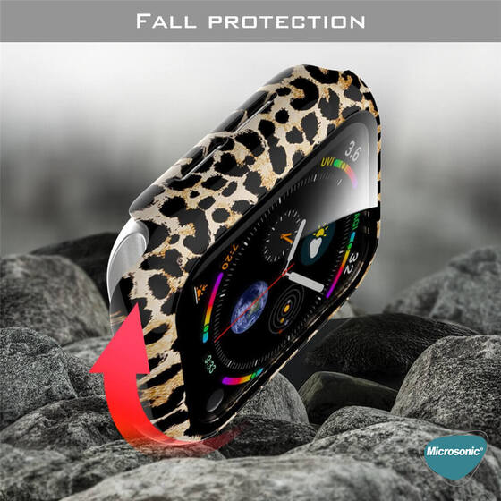 Microsonic Apple Watch SE 2022 40mm Kılıf Hard Full Protective Cover Bumper Leopard 4