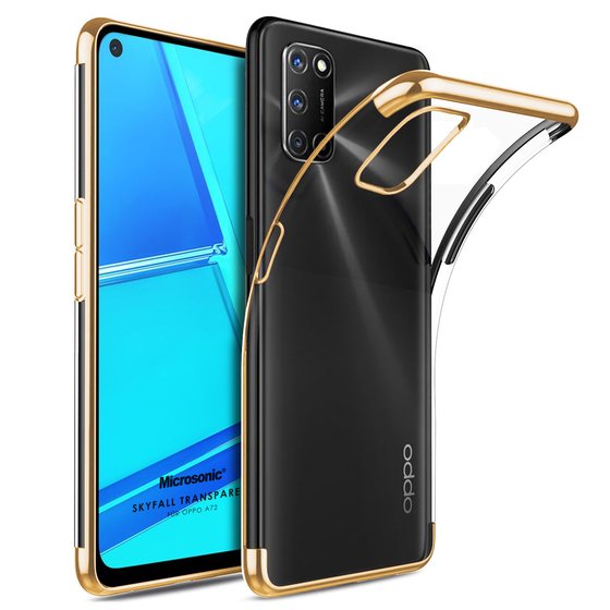 Microsonic Oppo A72 Kılıf Skyfall Transparent Clear Gold