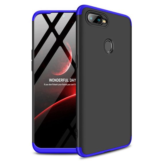 Microsonic Oppo F9 / F9 Pro Kılıf Double Dip 360 Protective Siyah Mavi