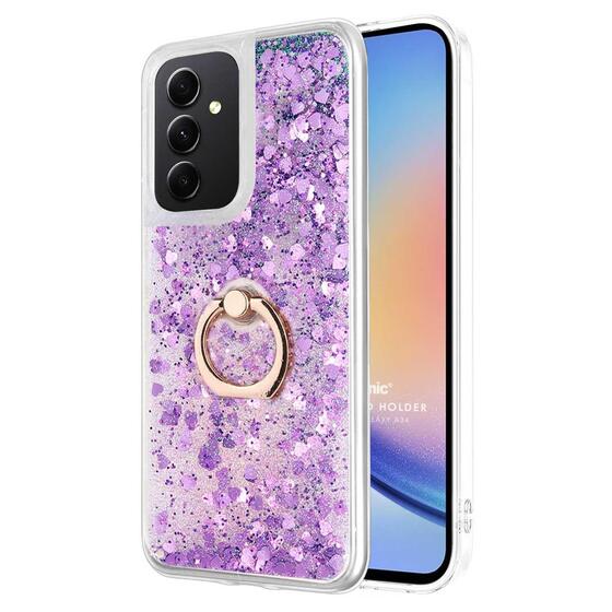 Microsonic Samsung Galaxy A34 Kılıf Glitter Liquid Holder Mor