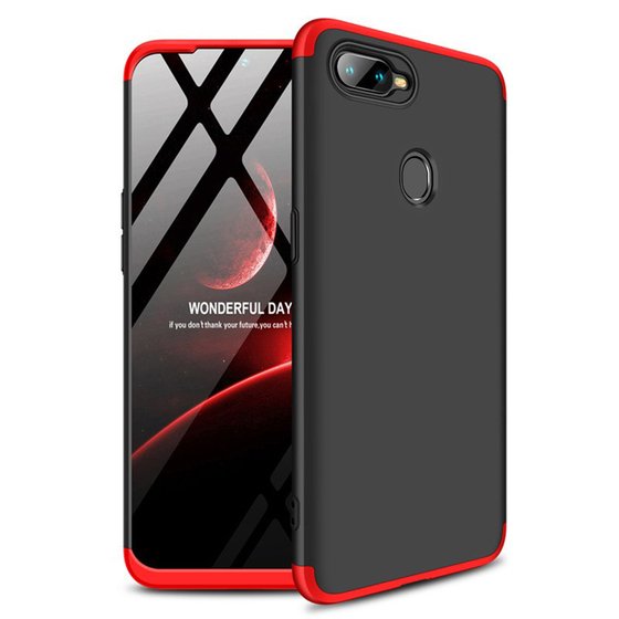 Microsonic Oppo F9 / F9 Pro Kılıf Double Dip 360 Protective Siyah Kırmızı